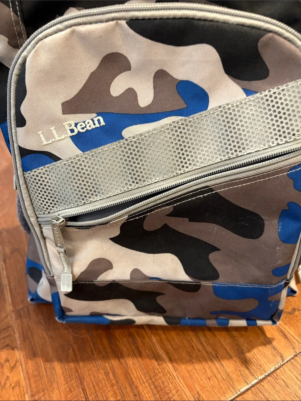 L.L. Bean Deluxe Blue, Black & Gray Camo Backpack